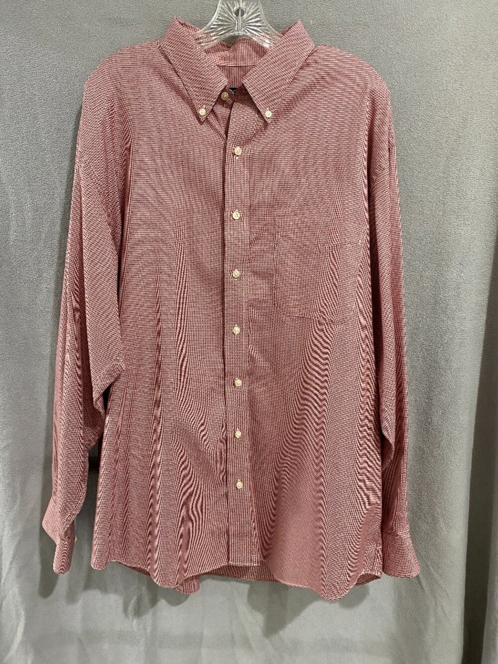 Jos. A. Bank Traveler Men's XL Red White Houndstooth Button Down Dress Shirt